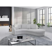 ECKSOFA in Flachgewebe Silberfarben  - Silberfarben/Schwarz, Modern, Kunststoff/Textil (266/230cm) - Sit & More