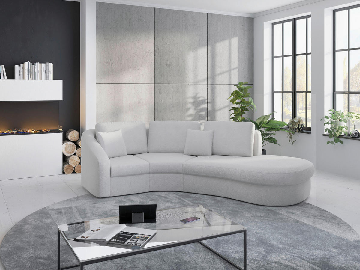 ECKSOFA in Flachgewebe Silberfarben  - Silberfarben/Schwarz, Modern, Kunststoff/Textil (266/230cm) - Sit & More