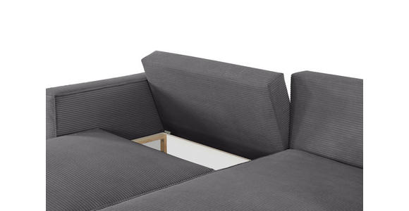 ECKSOFA  in Feincord Dunkelgrau  - Dunkelgrau/Schwarz, KONVENTIONELL, Kunststoff/Textil (242/151cm) - Carryhome