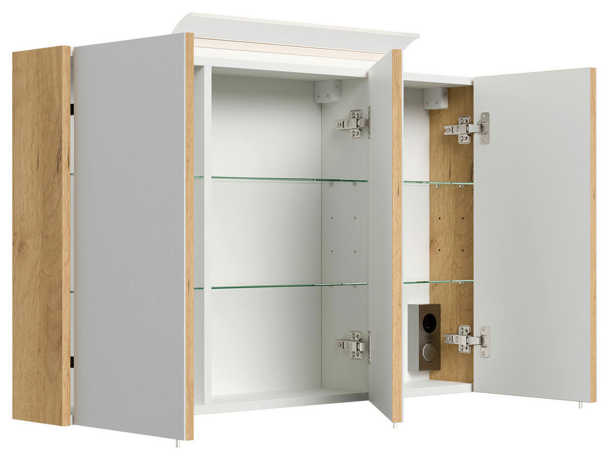 SPIEGELSCHRANK 100/62/17 cm  - Eichefarben, MODERN, Glas/Holzwerkstoff (100/62/17cm) - MID.YOU