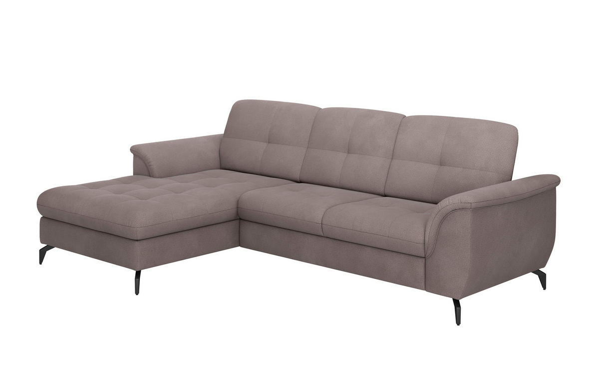 ECKSOFA ZORA E Taupe Flachgewebe  - Taupe/Schwarz, MODERN, Textil/Metall (164/262cm) - Sit & More