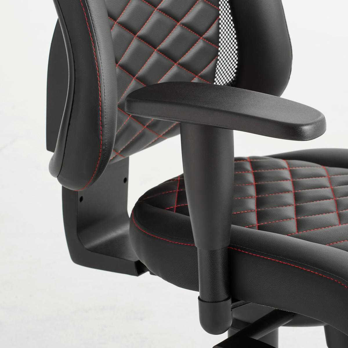 DREHSTUHL  in Lederlook Schwarz  - Rot/Schwarz, Design, Kunststoff/Textil (47,5/99-127/44cm) - Dieter Knoll