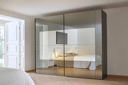 SCHWEBETÜRENSCHRANK in Graphitfarben  - Graphitfarben, Design, Glas/Holzwerkstoff (271/223/68cm) - Xora