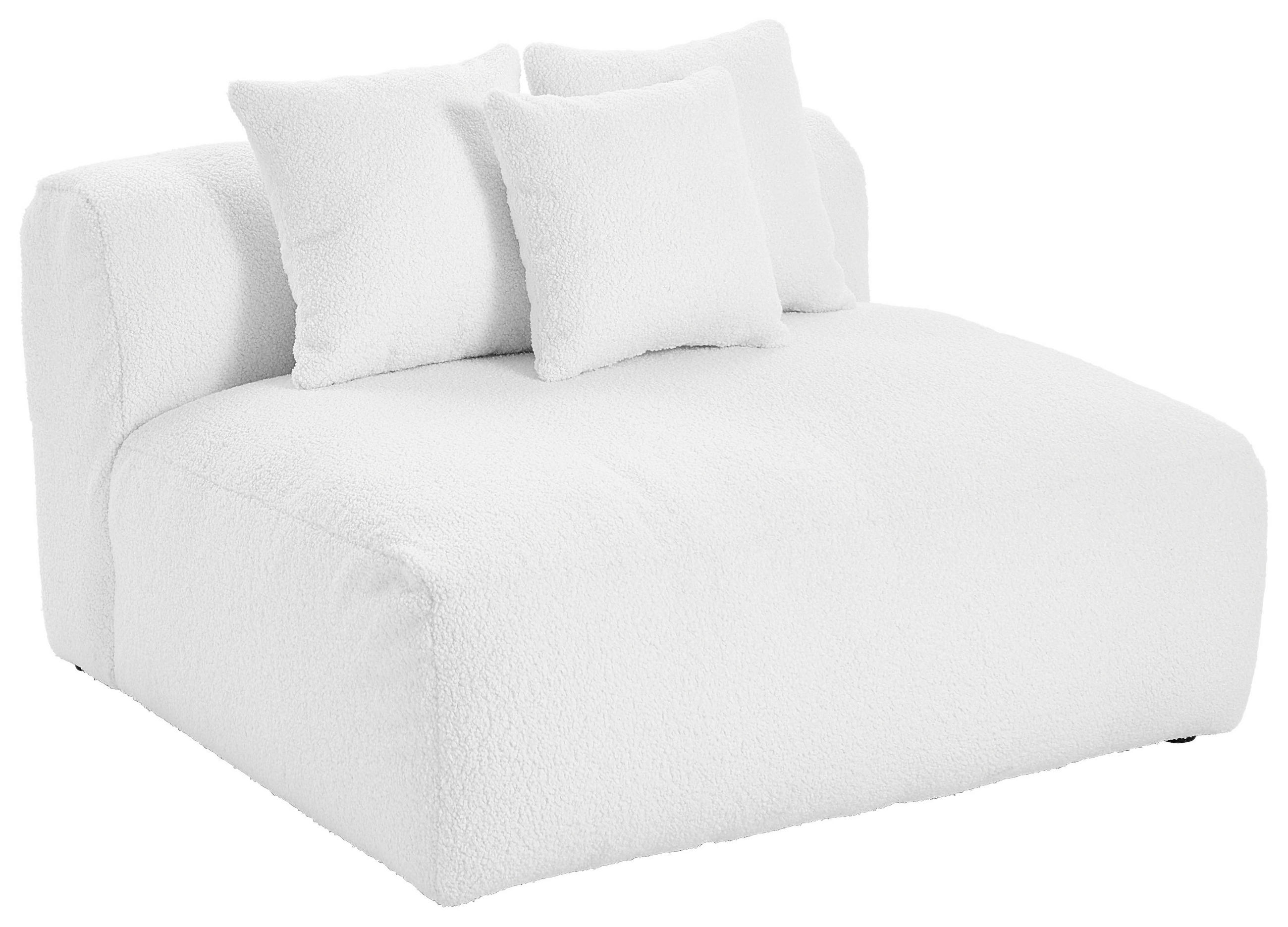 SOFAELEMENT BLOOM Flachgewebe, Teddystoff Weiß  - Weiß, Trend, Textil (85/70/122cm) - Livetastic