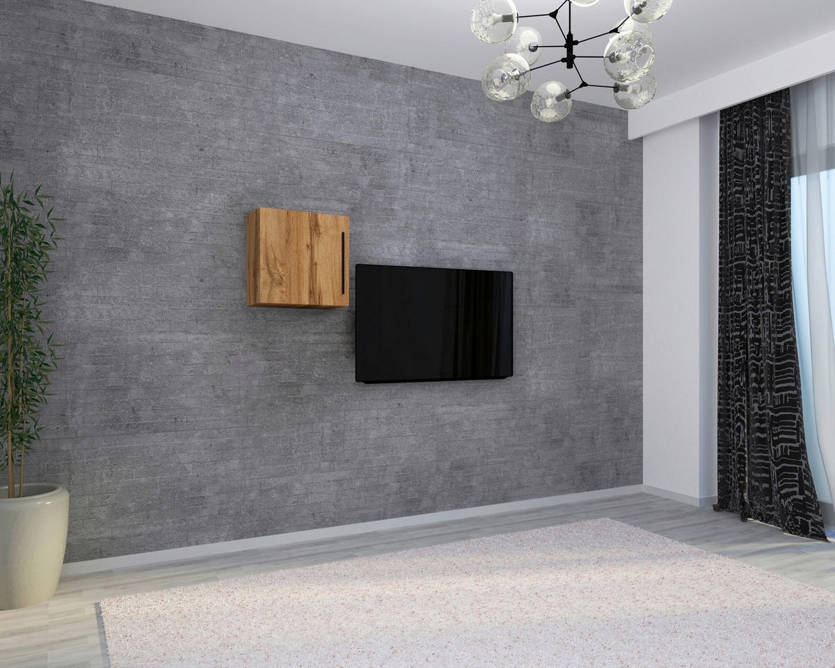 VÄGGHÄNGD MODUL i honungsek   - honungsek/svart, Modern, metall/trämaterial (50/50/30cm) - MID.YOU