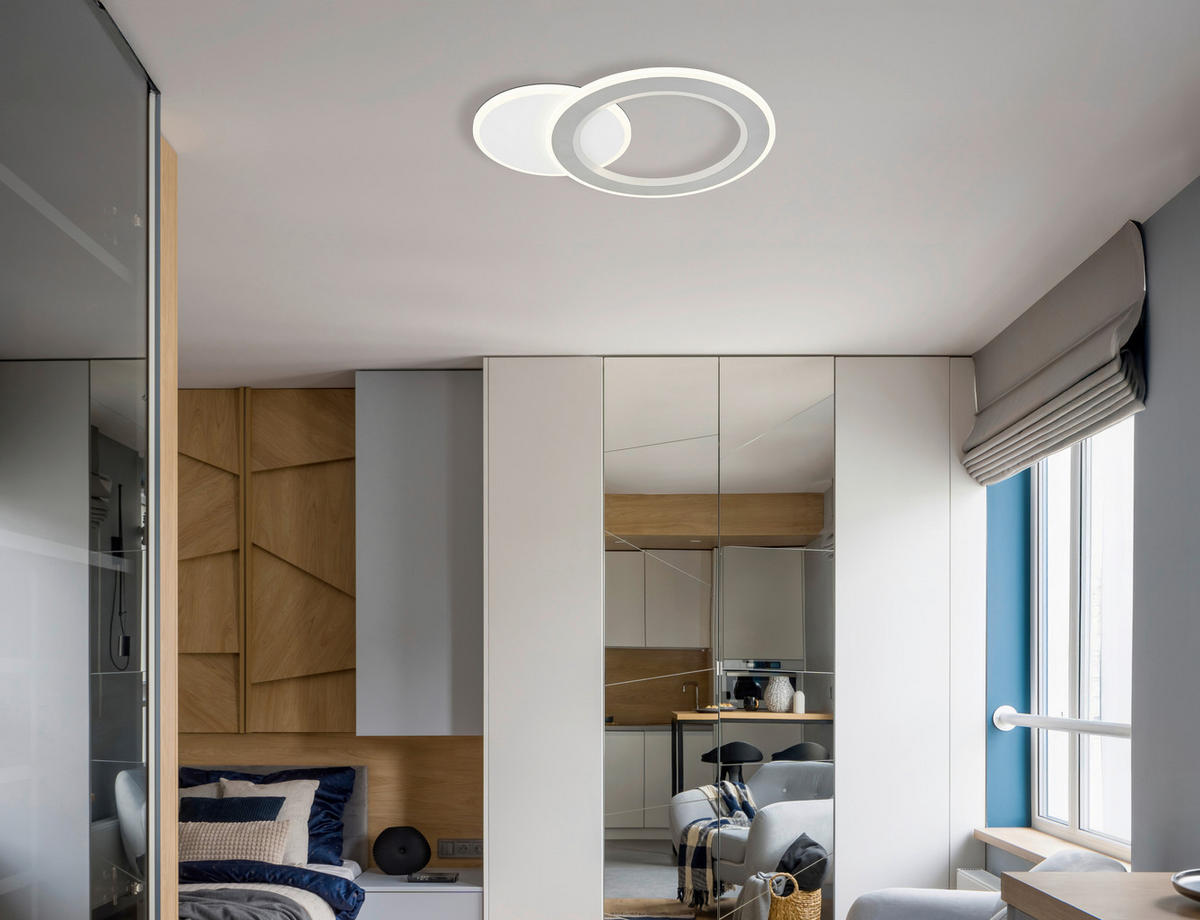 LED-DECKENLEUCHTE 51/38/4 cm   - Hellgrau/Schwarz, Design, Kunststoff/Metall (51/38/4cm) - Globo