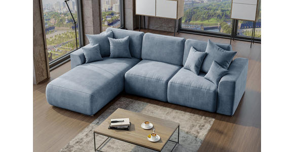 ECKSOFA in Samt Blau  - Chromfarben/Blau, KONVENTIONELL, Kunststoff/Textil (195/293cm) - Carryhome