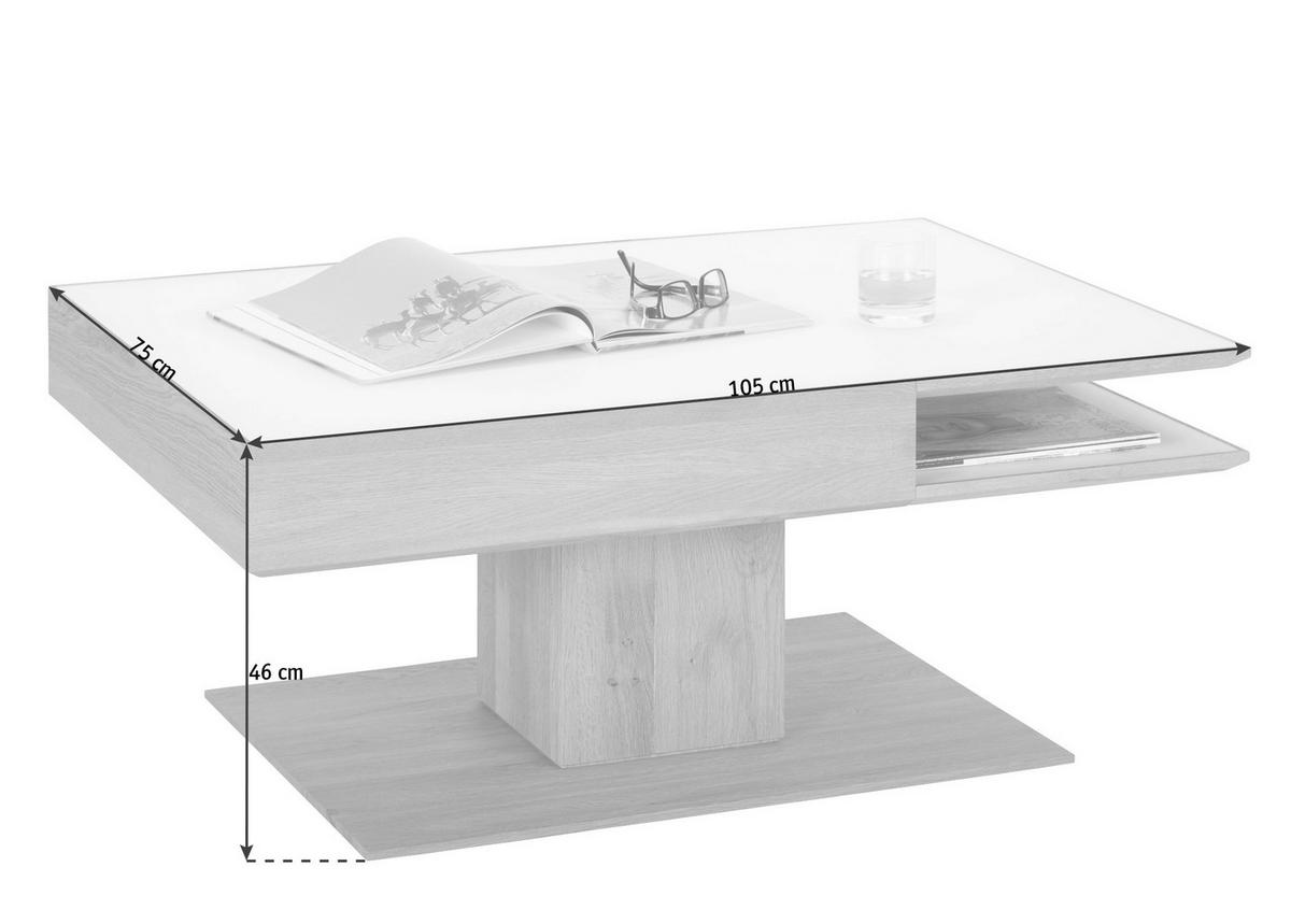 COUCHTISCH in Holz, Glas 105/75/46 cm  - Eichefarben/Anthrazit, Design, Glas/Holz (105/75/46cm) - Valnatura