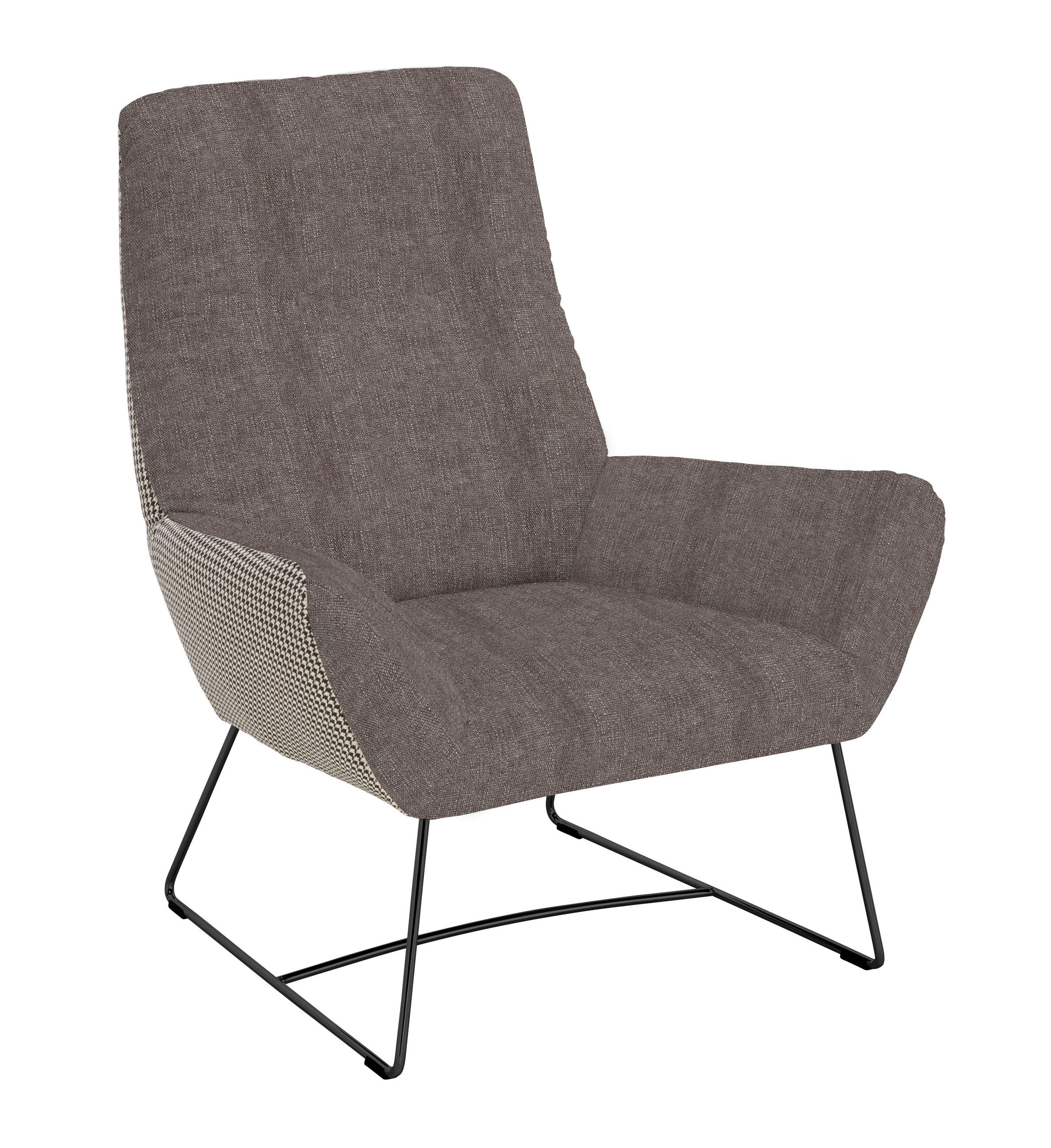 SESSEL in Flachgewebe Hellbraun  - Hellbraun/Schwarz, Design, Textil/Metall (82/102/81cm) - Pure Home Lifestyle