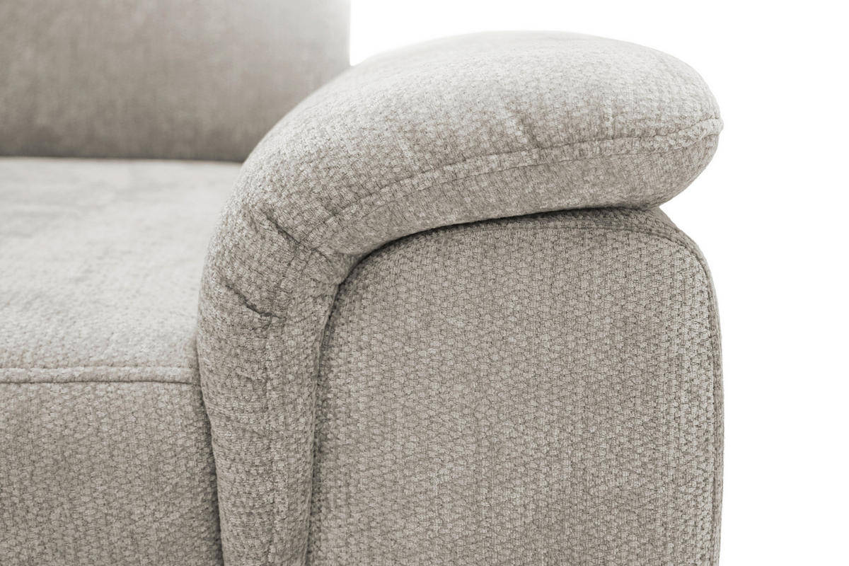 ECKSOFA Taupe Chenille Bettkasten, Schlaffunktion, Rücken echt, Kopfteilverstellung, Liegefläche im Originalstoff  - Taupe/Schwarz, KONVENTIONELL, Textil/Metall (206/265cm) - Carryhome