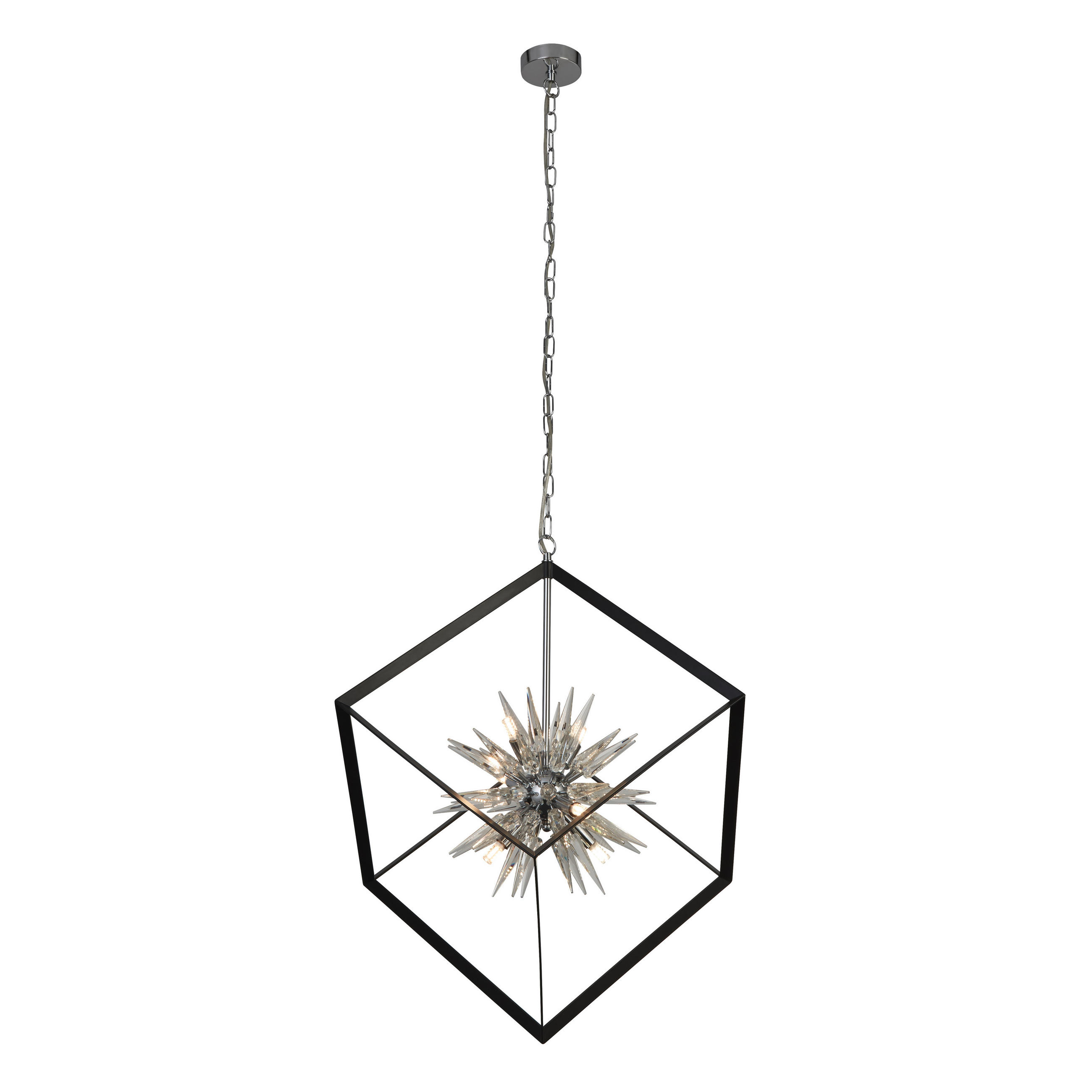 LAMPĂ SUSPENDATĂ  - străveziu/negru, Basics, sticlă/metal (65/15.3/65cm)