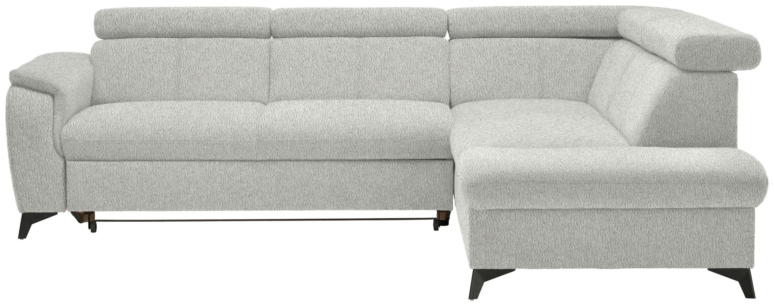ECKSOFA in Teddystoff Silberfarben  - Silberfarben/Schwarz, Design, Textil/Metall (260/203cm) - Stylife