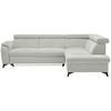 ECKSOFA in Teddystoff Silberfarben  - Silberfarben/Schwarz, Design, Textil/Metall (260/203cm) - Stylife