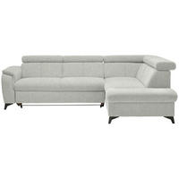 ECKSOFA in Teddystoff Silberfarben  - Silberfarben/Schwarz, Design, Textil/Metall (260/203cm) - Stylife