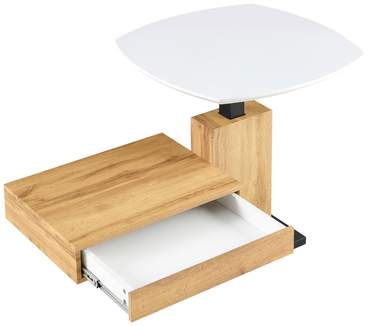 COUCHTISCH 110/70/47.5-66.5 cm quadratisch Schwarz, Weiß, Eichefarben  - Eichefarben/Schwarz, Design, Holzwerkstoff/Metall (110/70/47.5-66.5cm) - MID.YOU