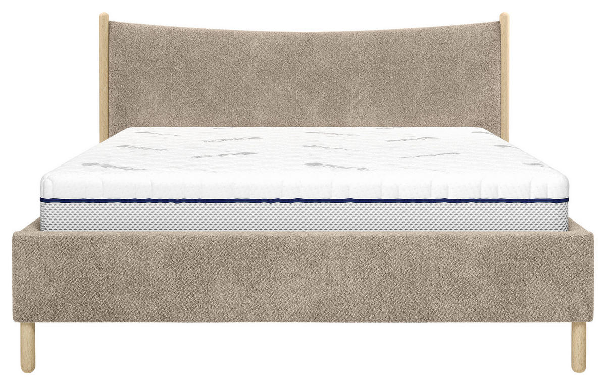 POLSTERBETT 140/200 cm,  in Braun, gepolstertes Kopfteil, Lattenrost, Bettkasten,  - Buchefarben/Braun, MODERN, Holz/Holzwerkstoff (140/200cm) - MID.YOU