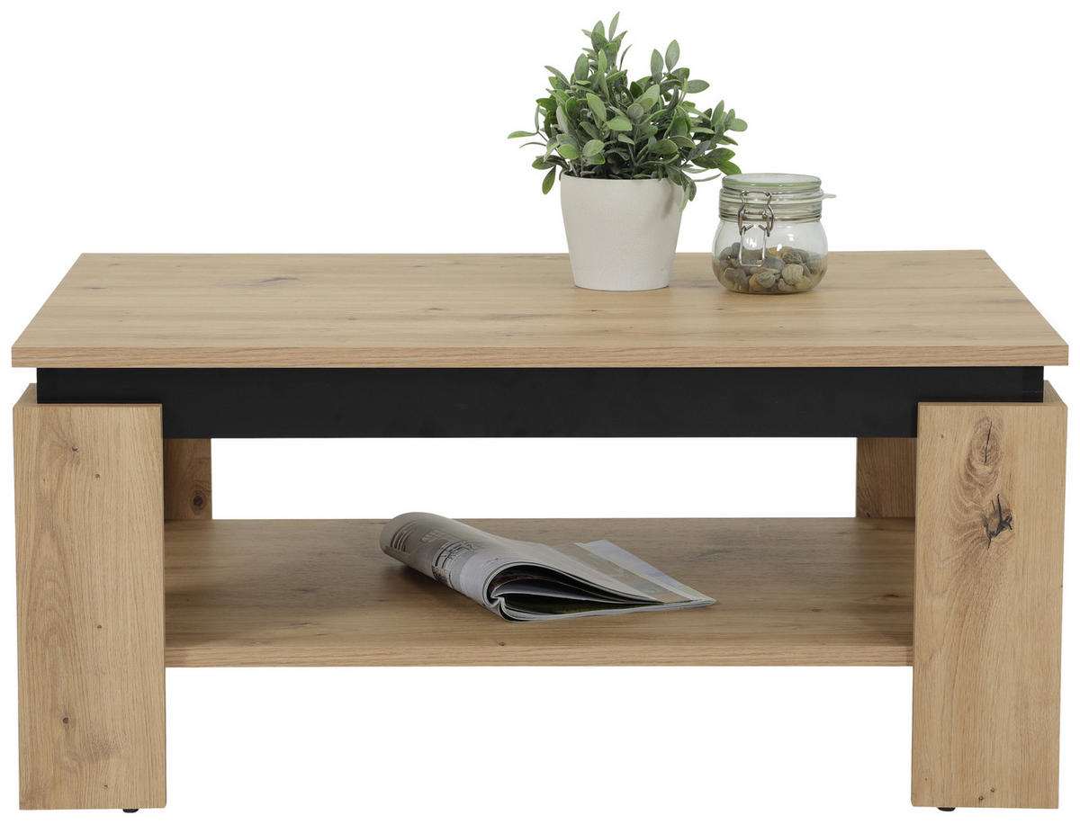 COUCHTISCH 90/60,5/41,5 cm rechteckig Eiche Artisan, Schwarz  - Schwarz/Eiche Artisan, KONVENTIONELL, Holzwerkstoff (90/60,5/41,5cm) - Boxxx