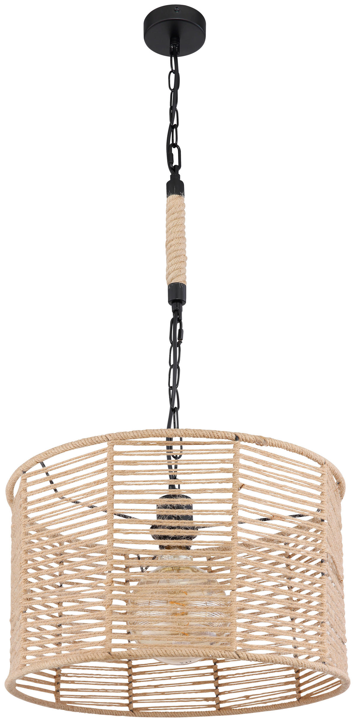 VISEČA SVETILKA  Halia      40/120 cm      E27 - črna/rjava, Natur, kovina/naravni materiali (40/120cm) - Globo