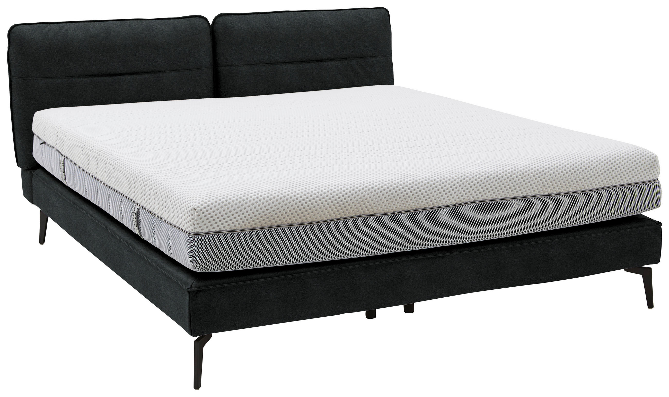 BOXSPRINGBETT 200/200 cm  in Anthrazit  - Anthrazit/Schwarz, Design, Textil/Metall (200/200cm) - Johann Jakob