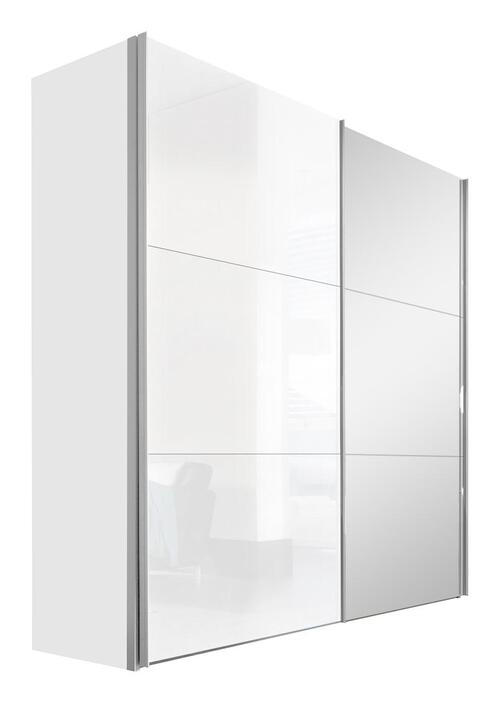 SCHWEBETÜRENSCHRANK 200/216/68 cm 2-türig - Alufarben/Weiß, KONVENTIONELL, Glas/Holzwerkstoff (200/216/68cm) - Hom`in