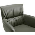 ARMLEHNSTUHL  Lederauswahl, Sitzfläche 360° drehbar, automatische Rückholfunktion  Echtleder  - Schwarz/Olivgrün, Design, Leder/Metall (64/86/63cm) - Dieter Knoll