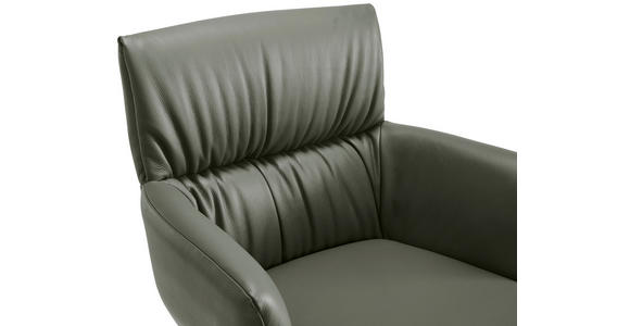 ARMLEHNSTUHL  Lederauswahl, Sitzfläche 360° drehbar, automatische Rückholfunktion  Echtleder  - Schwarz/Olivgrün, Design, Leder/Metall (64/86/63cm) - Dieter Knoll