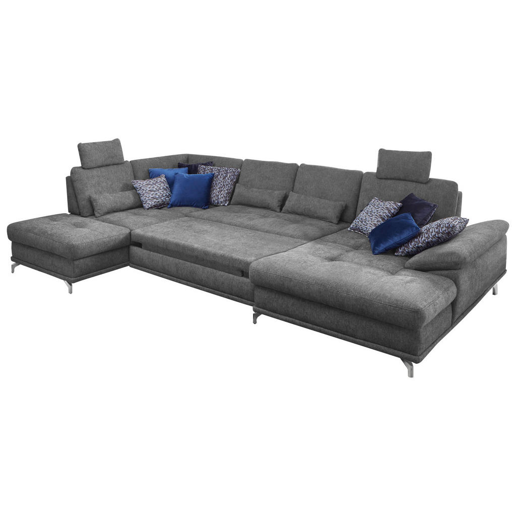 Thumbnail - Sit & More Wohnlandschaft, Grau, Textil, 7-Sitzer, U-Form, Ottomane links, 363x223 cm, Goldenes M, DGM-Klimapakt, Oeko-T...