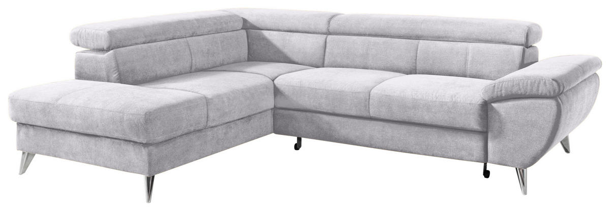 SEDACIA SÚPRAVA, textil, sivá - sivá/chrómová, Basics, kov/textil (207/75-93/260cm) - Welnova