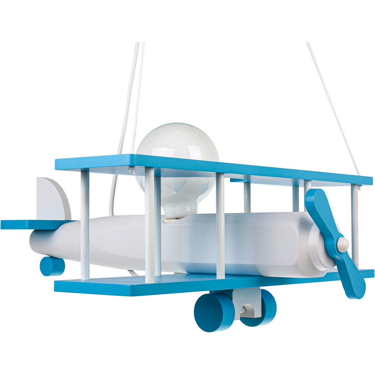 KINDERHÄNGELEUCHTE 42/45/75 cm   - Blau/Weiß, KONVENTIONELL, Holz (42/45/75cm)
