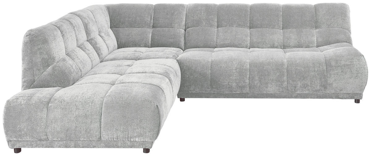 ECKSOFA Chenille Silberfarben  - Silberfarben/Schwarz, Modern, Kunststoff/Textil (250/284cm) - Livetastic