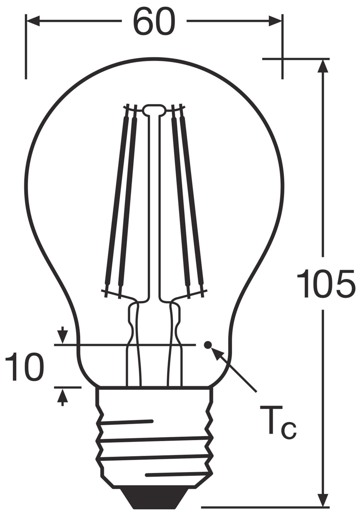 LED-FILAMENT-LEUCHTMITTEL   E27 7 W 806 lm  - Klar, Basics, Glas (6/10,5cm) - Osram