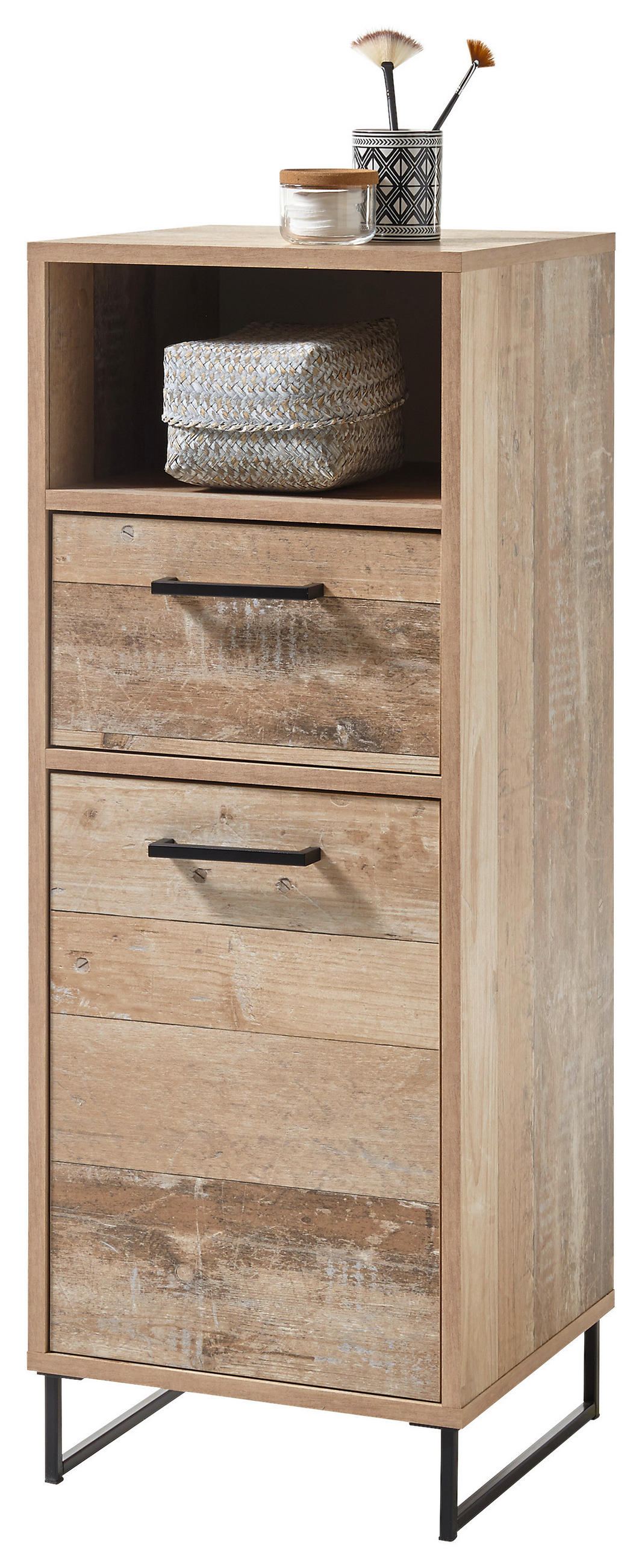 UNTERSCHRANK 38/102/37 cm   - Eichefarben/Schwarz, KONVENTIONELL, Holzwerkstoff/Kunststoff (38/102/37cm) - MID.YOU