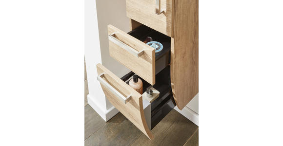 HOCHSCHRANK Eichefarben - Chromfarben/Eichefarben, Basics, Glas/Holzwerkstoff (30/126,8/38cm) - Dieter Knoll