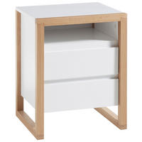 NACHTSCHRANK 48/60/40 cm Eiche massiv  - Eichefarben/Weiß, Basics, Holz (48/60/40cm)