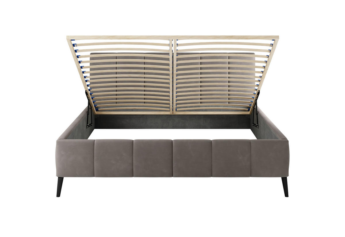 POLSTERBETT 160/200 cm  in Braun  - Schwarz/Naturfarben, Trend, Holz/Textil (160/200cm) - home24