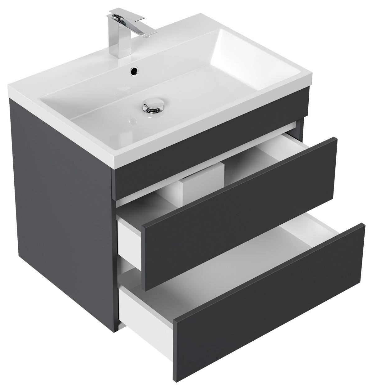 WASCHTISCHKOMBI 70 cm  - Graphitfarben/Weiß, Basics, Holzwerkstoff/Stein (70cm) - MID.YOU