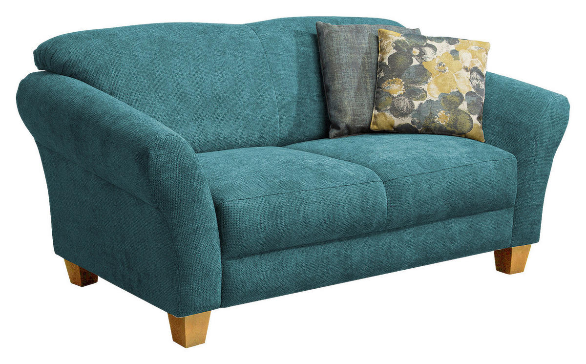 2-SITZER-SOFA in Flachgewebe Petrol  - Petrol/Naturfarben, KONVENTIONELL, Holz/Textil (163/84/89cm) - Sit & More