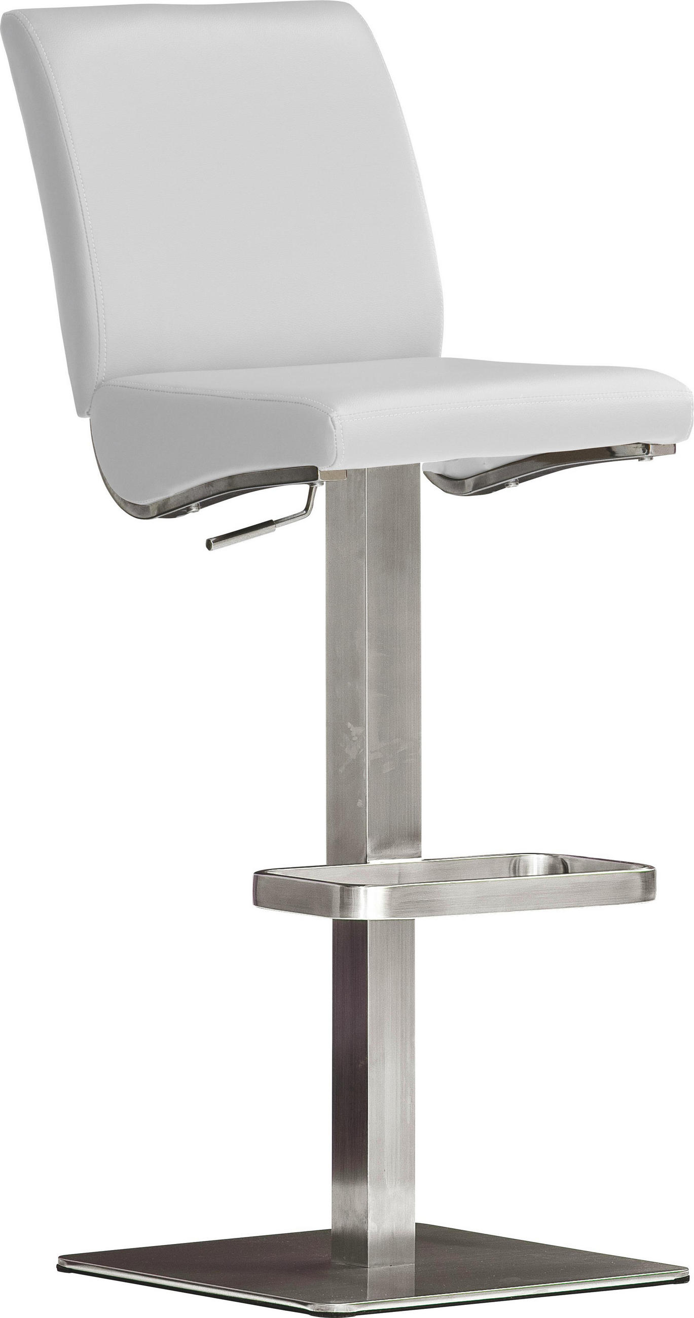 Barhocker in Metall, Textil Weiß, Edelstahlfarben