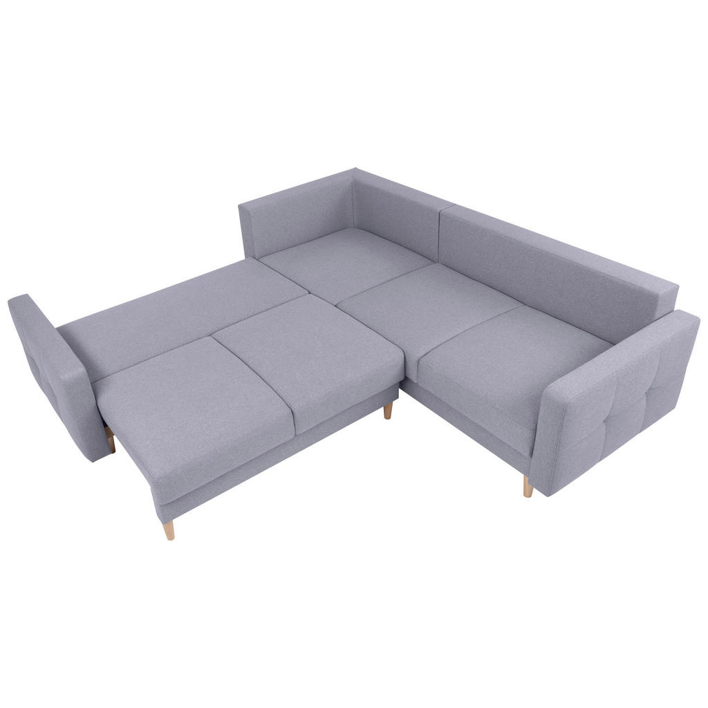 Thumbnail - Mid.you Ecksofa, Hellgrau, Textil, Eiche, 3-Sitzer, Füllung: Polyetherschaumkern, seitenverkehrt montierbar, L-Form, 242...