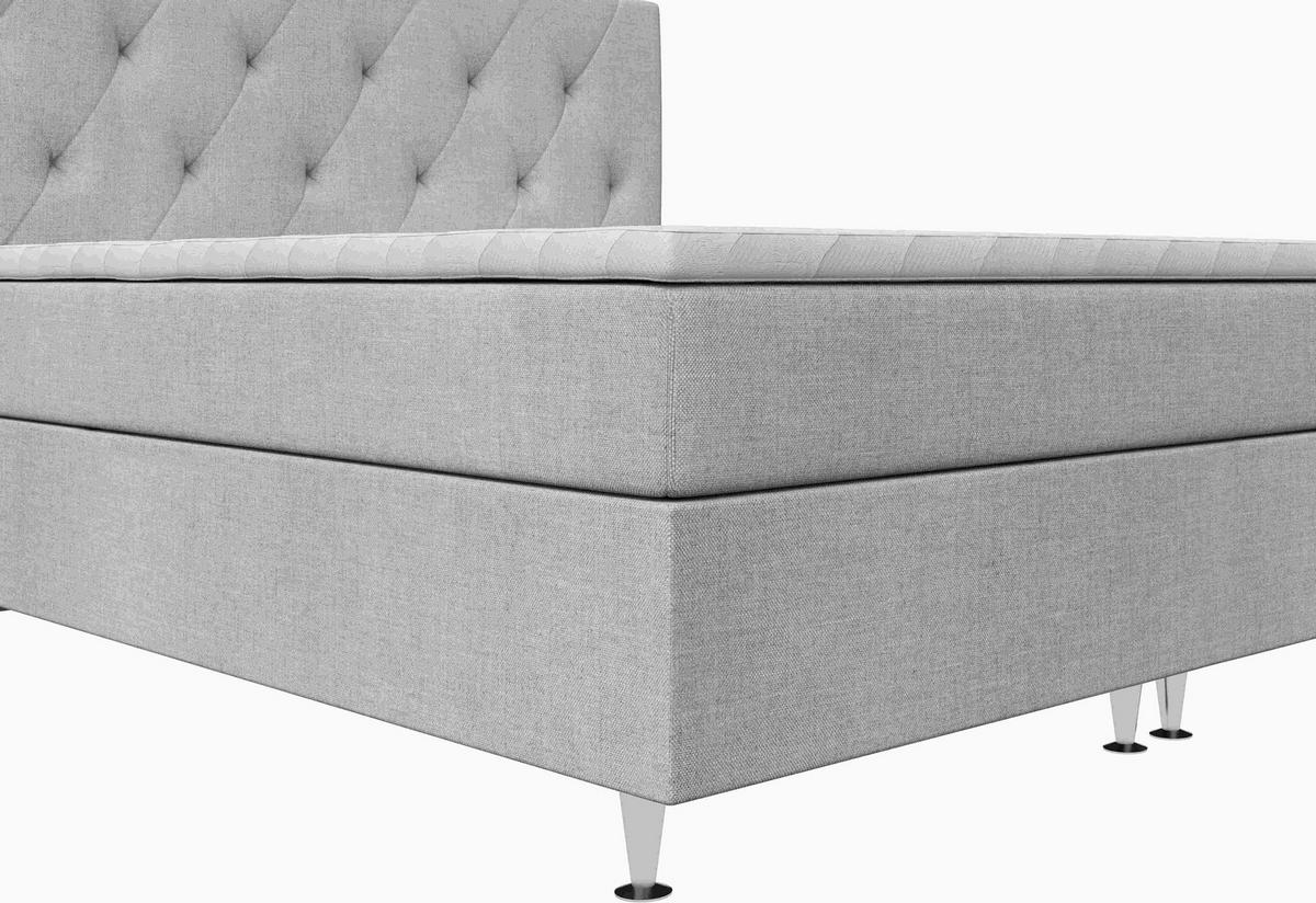 BOXSPRINGBETT 140/200 cm  in Hellgrau  - Silberfarben/Hellgrau, KONVENTIONELL, Textil/Metall (140/200cm) - Chameo