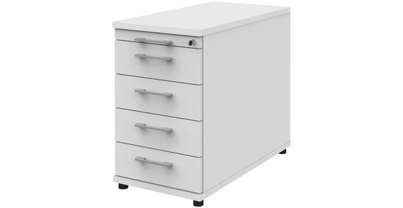ANSTELLCONTAINER Weiß - Silberfarben/Schwarz, Basics, Holzwerkstoff (43/74/80cm) - Moderano