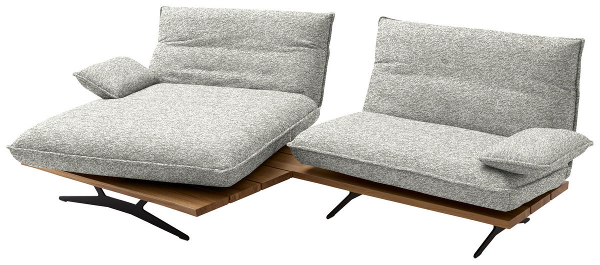 ECKSOFA Chenille, Flachgewebe Wildeiche, Ecru  - Wildeiche/Ecru, Design, Holz/Textil (161/284cm) - Koinor