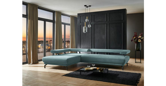 ECKSOFA in Chenille Türkis 224/305 cm - Türkis/Schwarz, Design, Textil/Metall (224/305cm) - Dieter Knoll