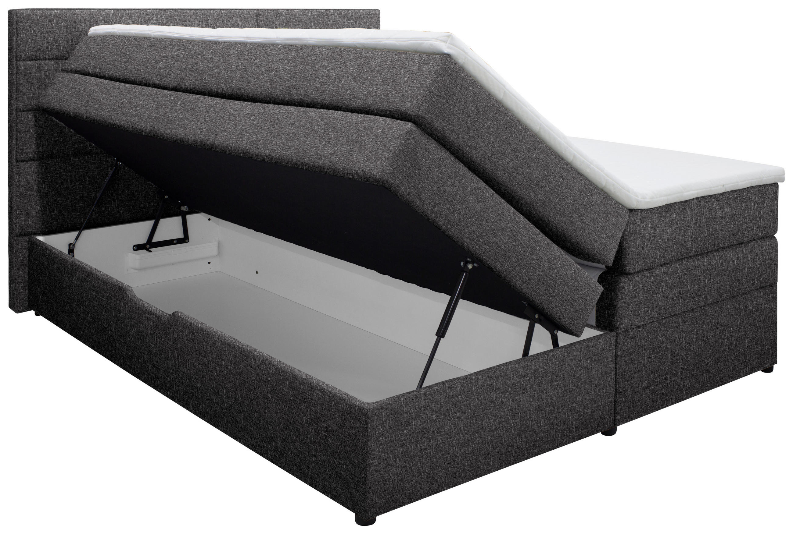 BOXSPRINGBETT 180/200 cm  in Dunkelgrau  - Wengefarben/Dunkelgrau, KONVENTIONELL, Holz/Textil (180/200cm) - Carryhome