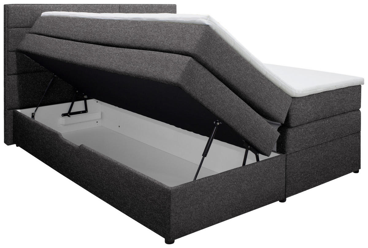 BOXSPRINGBETT 160/200 cm  in Dunkelgrau  - Wengefarben/Dunkelgrau, Konventionell, Holz/Textil (160/200cm) - Carryhome