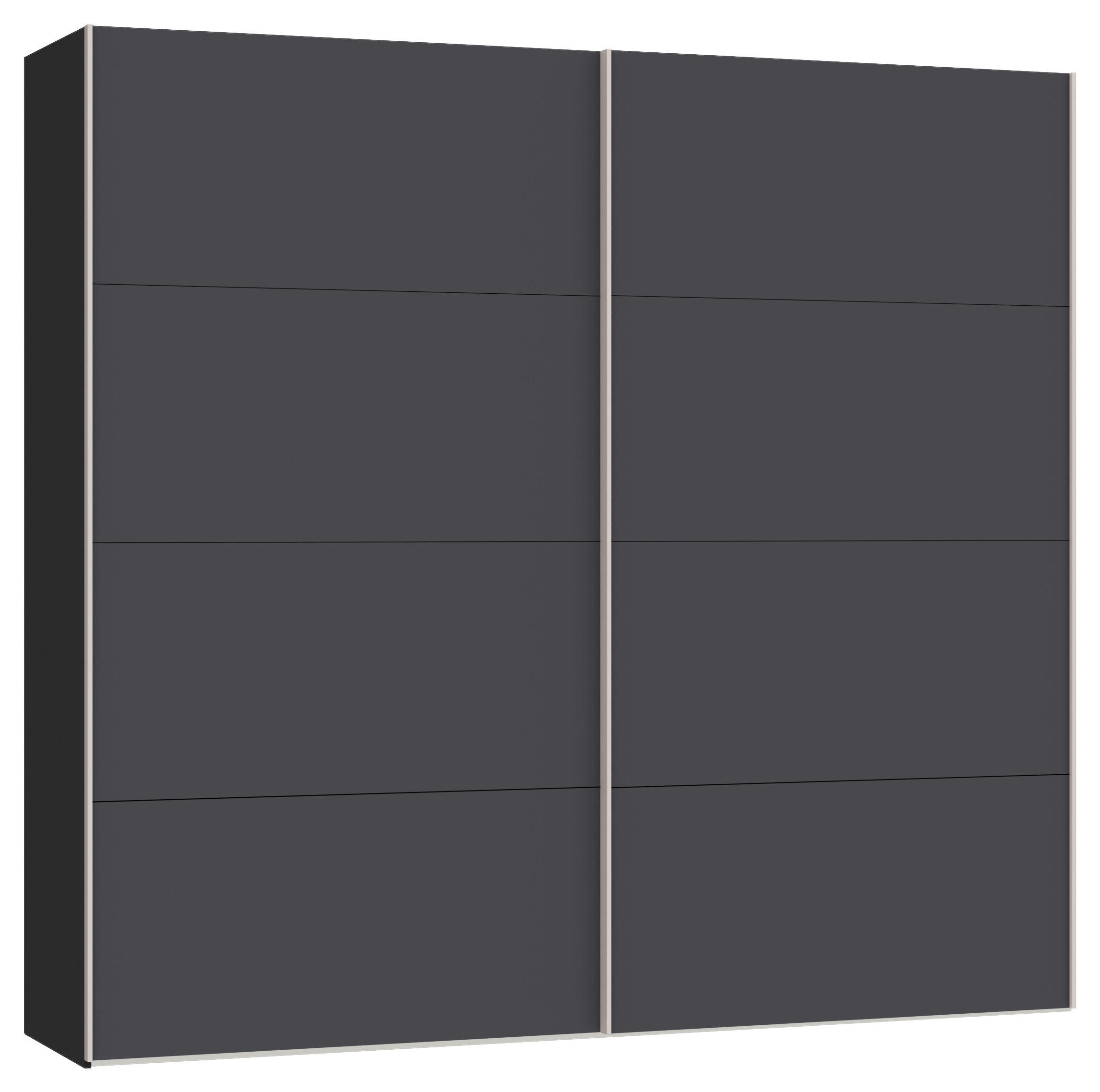 SCHWEBETÜRENSCHRANK  in Anthrazit, Schwarz  - Edelstahlfarben/Anthrazit, Design, Holzwerkstoff (253/236/65cm) - Carryhome