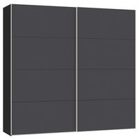 SCHWEBETÜRENSCHRANK  in Anthrazit, Schwarz  - Edelstahlfarben/Anthrazit, Design, Holzwerkstoff (253/236/65cm) - Carryhome