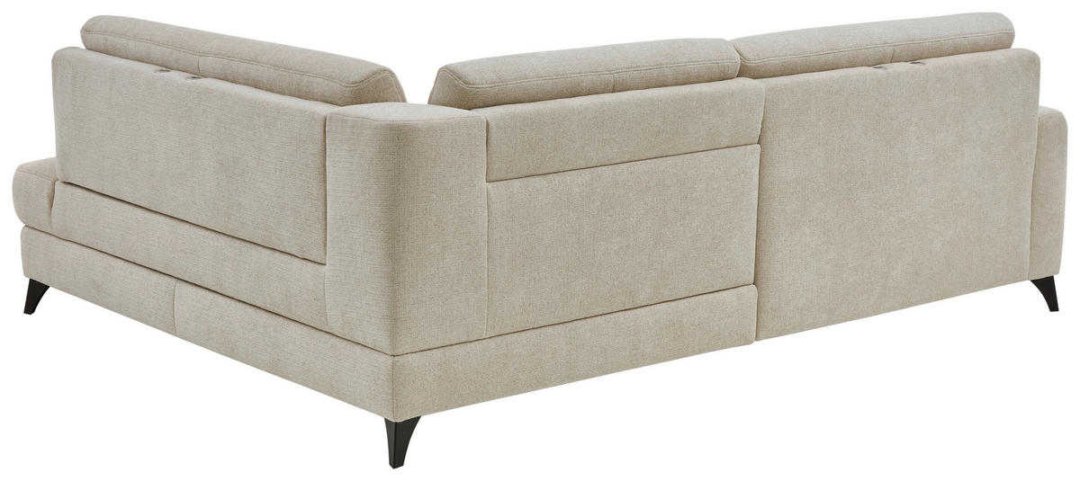 ECKSOFA Beige Chenille  - Beige/Schwarz, Design, Textil/Metall (239/182cm) - Valnatura