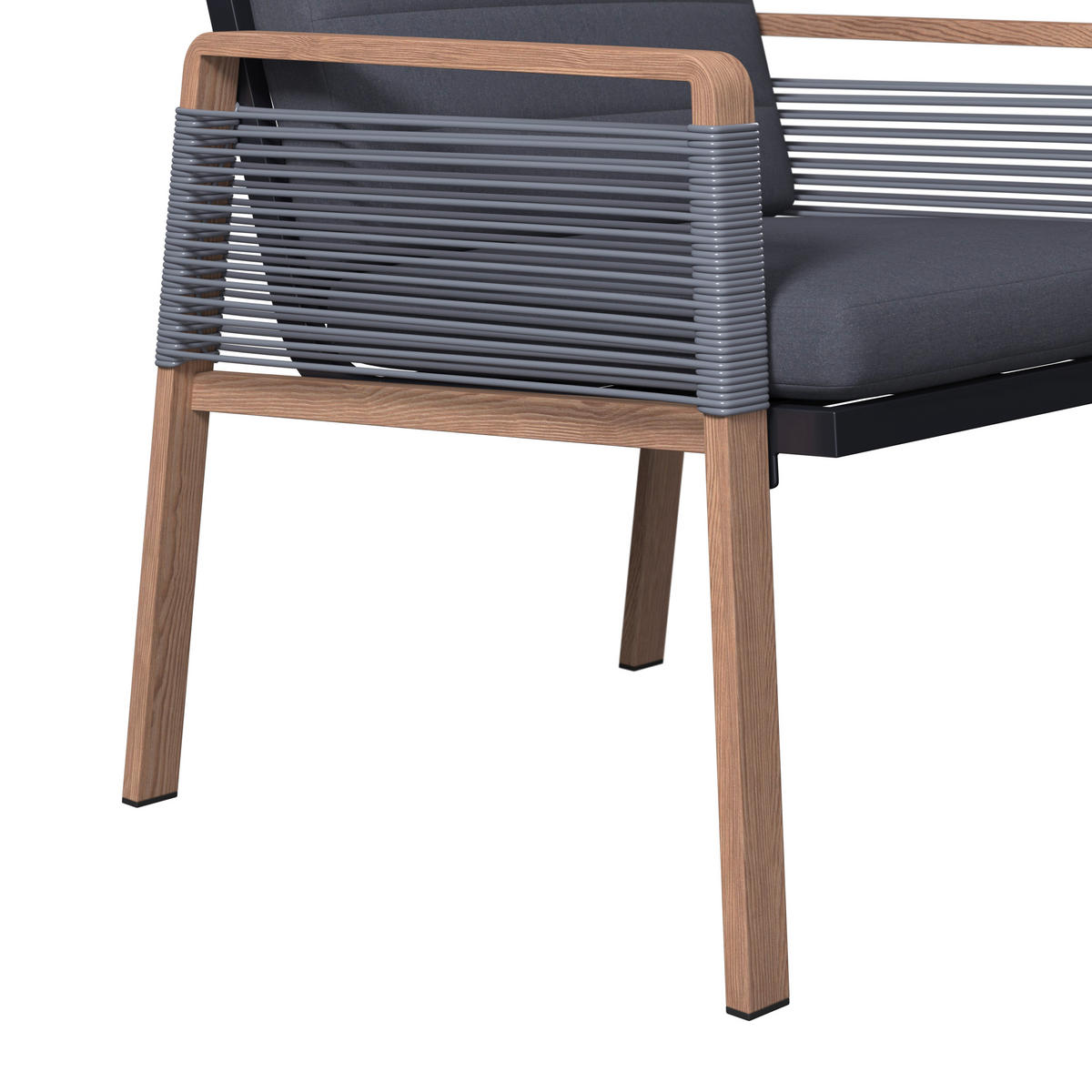 LOUNGEGARNITUR 4-teilig   Eisen  - Dunkelgrau/Naturfarben, MODERN, Kunststoff/Textil - Ambia Garden