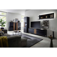 VITRINE  in furniert Kernnussbaum Anthrazit, Nussbaumfarben - Anthrazit/Nussbaumfarben, Design, Glas/Holz (60/200/45cm) - Moderano